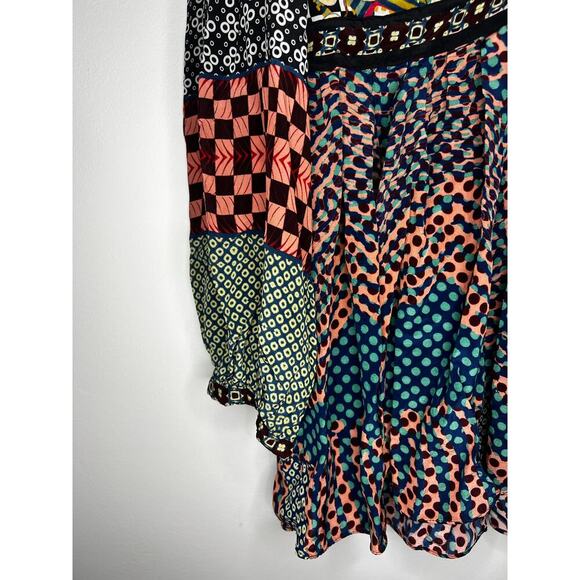 Anthropologie Bhanuni By Jyoti Womens Abstract Baby Doll Blouse Size Small - Picture 5 of 7